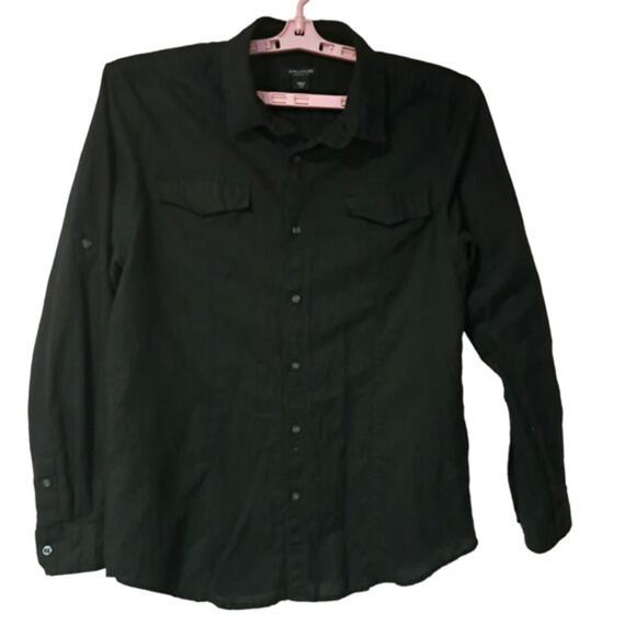 Structure Womens Fast Tac Long Sleeve Modern Fit Button up Shirt Black Size L/G - Picture 1 of 4